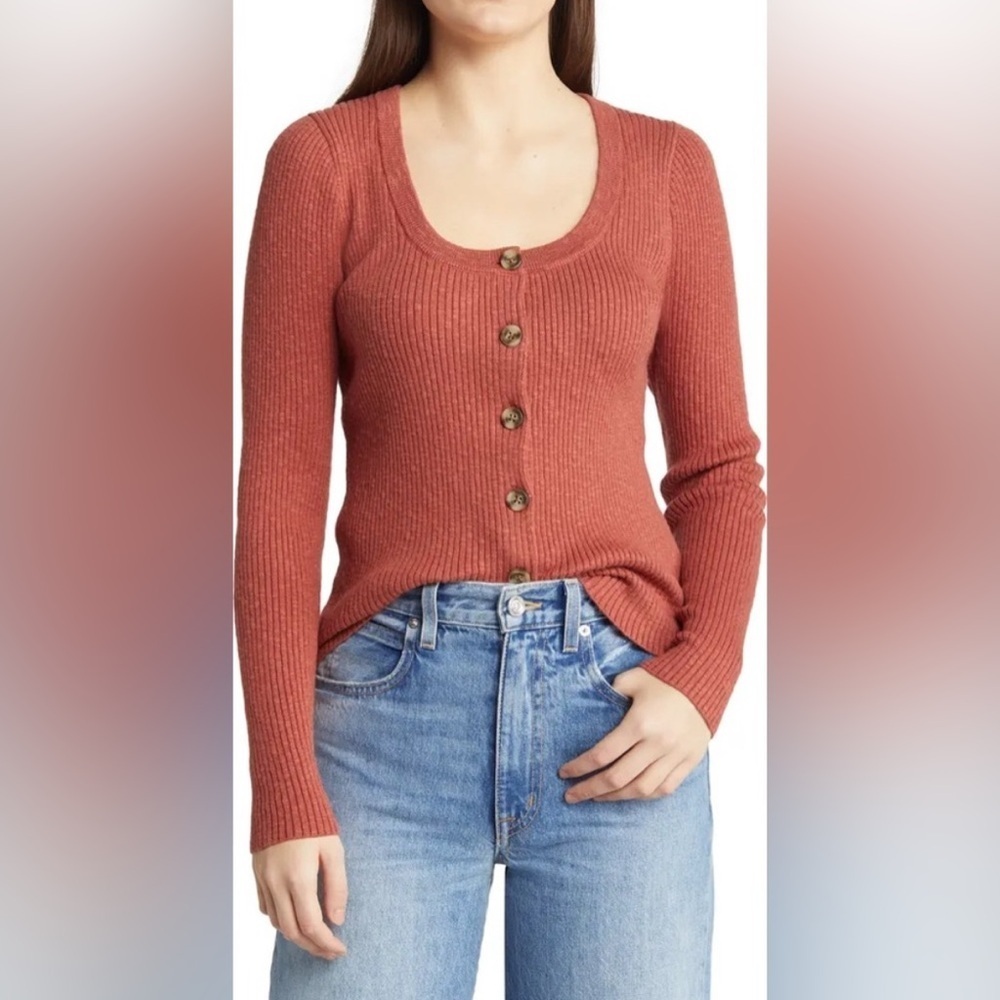 Madewell scoop neck ribbed cardigan, medium